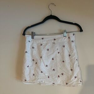 Forever 21 White Skirt with Chery Embroidered